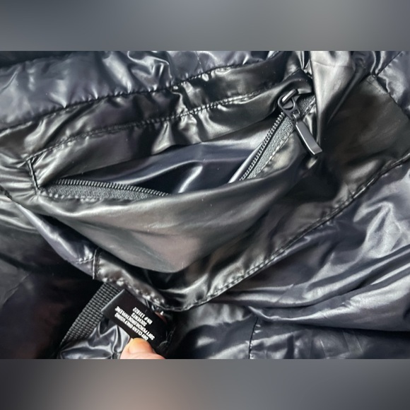 AQUA Jet Black Hooded Down Jacket With Fur Trim Size Small - Picture 15 of 15